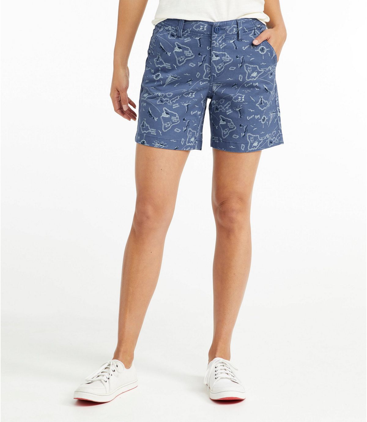 L.L.Bean Women's Lakewashed Chino Shorts, 6" Print