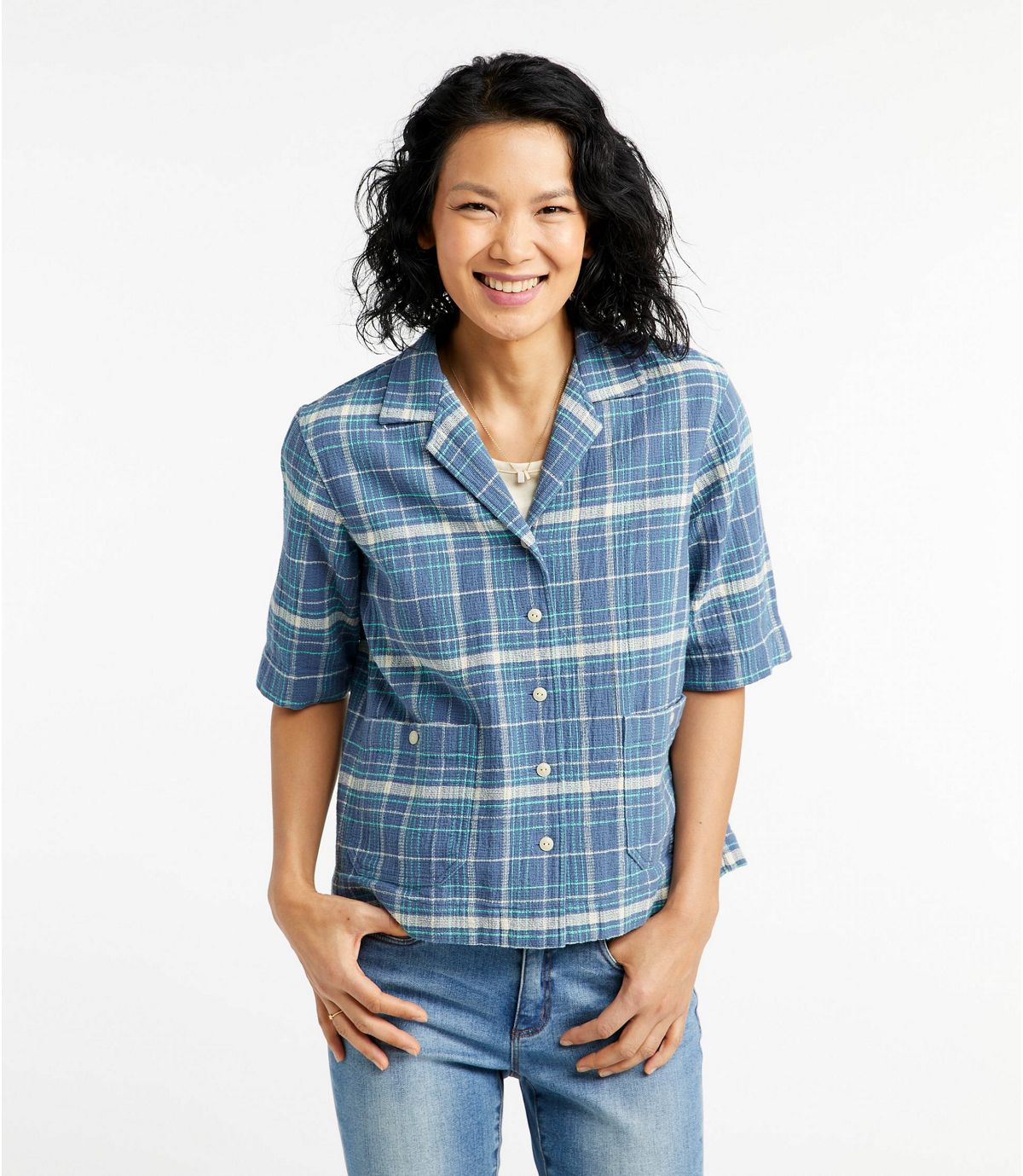 L.L.Bean Women's Signature Cool Weave Camp Shirt, Pattern