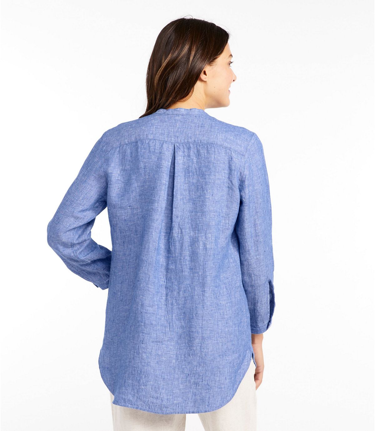 L.L.Bean Women's Premium Washable Linen Shirt, Splitneck Tunic Long-Sleeve