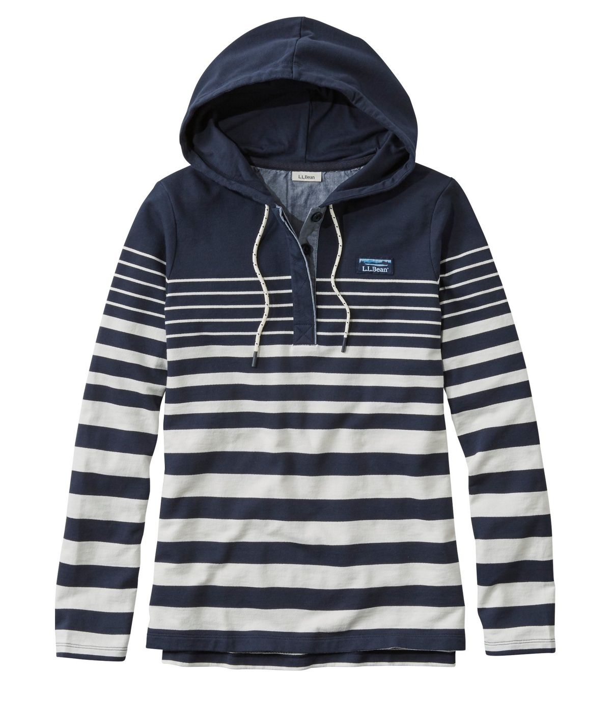 L.L.Bean Women's Soft Cotton Rugby, Hoodie Pullover Stripe