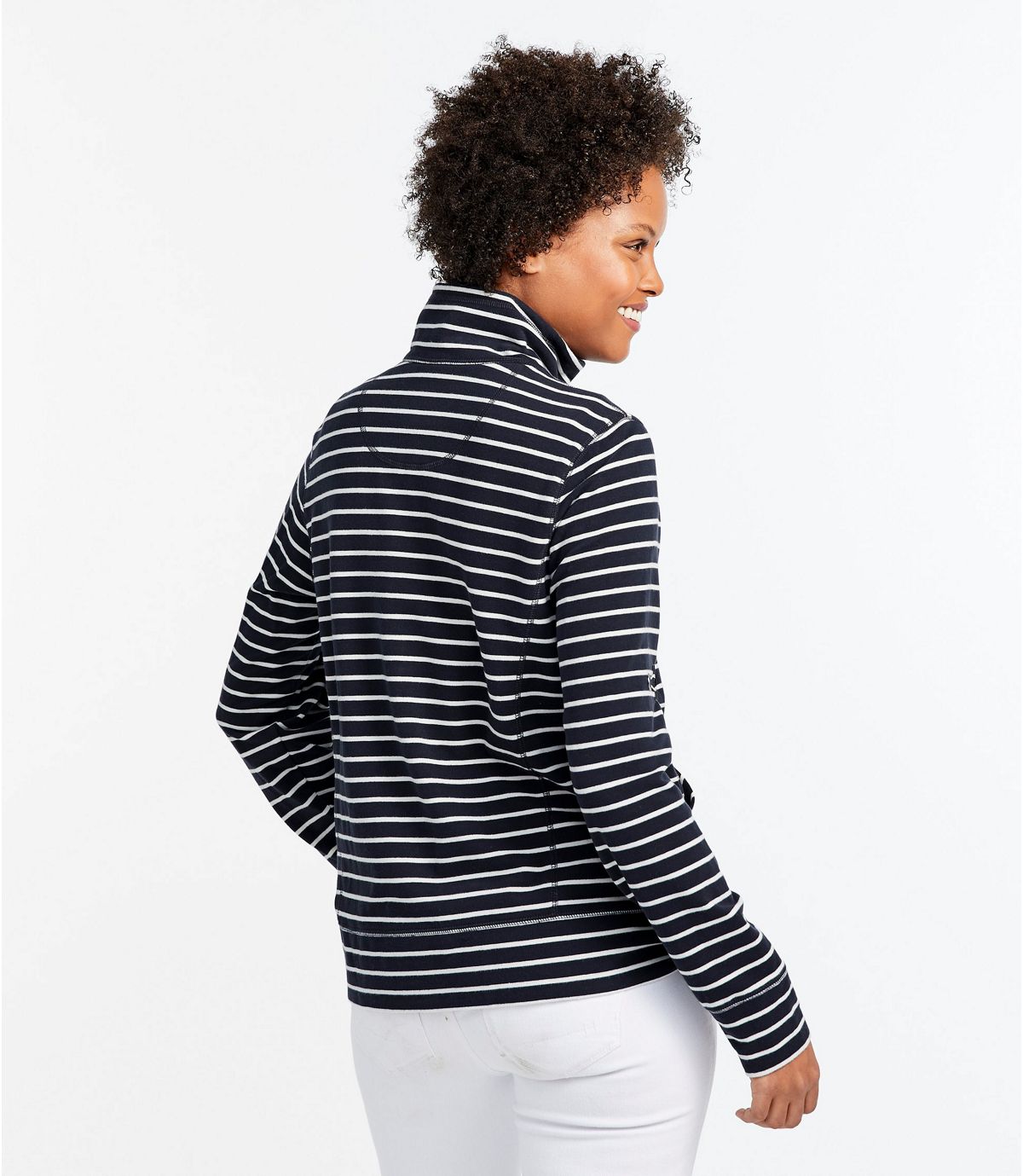 L.L.Bean Women's Ultrasoft Sweats, Full-Zip Mock-Neck Jacket Stripe
