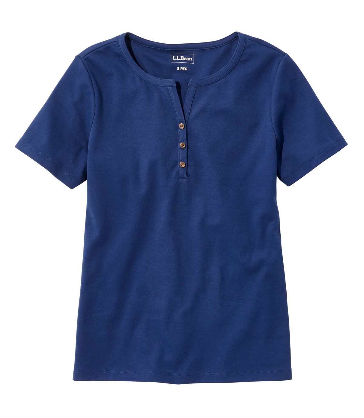 L.L.Bean Women's L.L.Bean Tee, Short-Sleeve Splitneck Henley