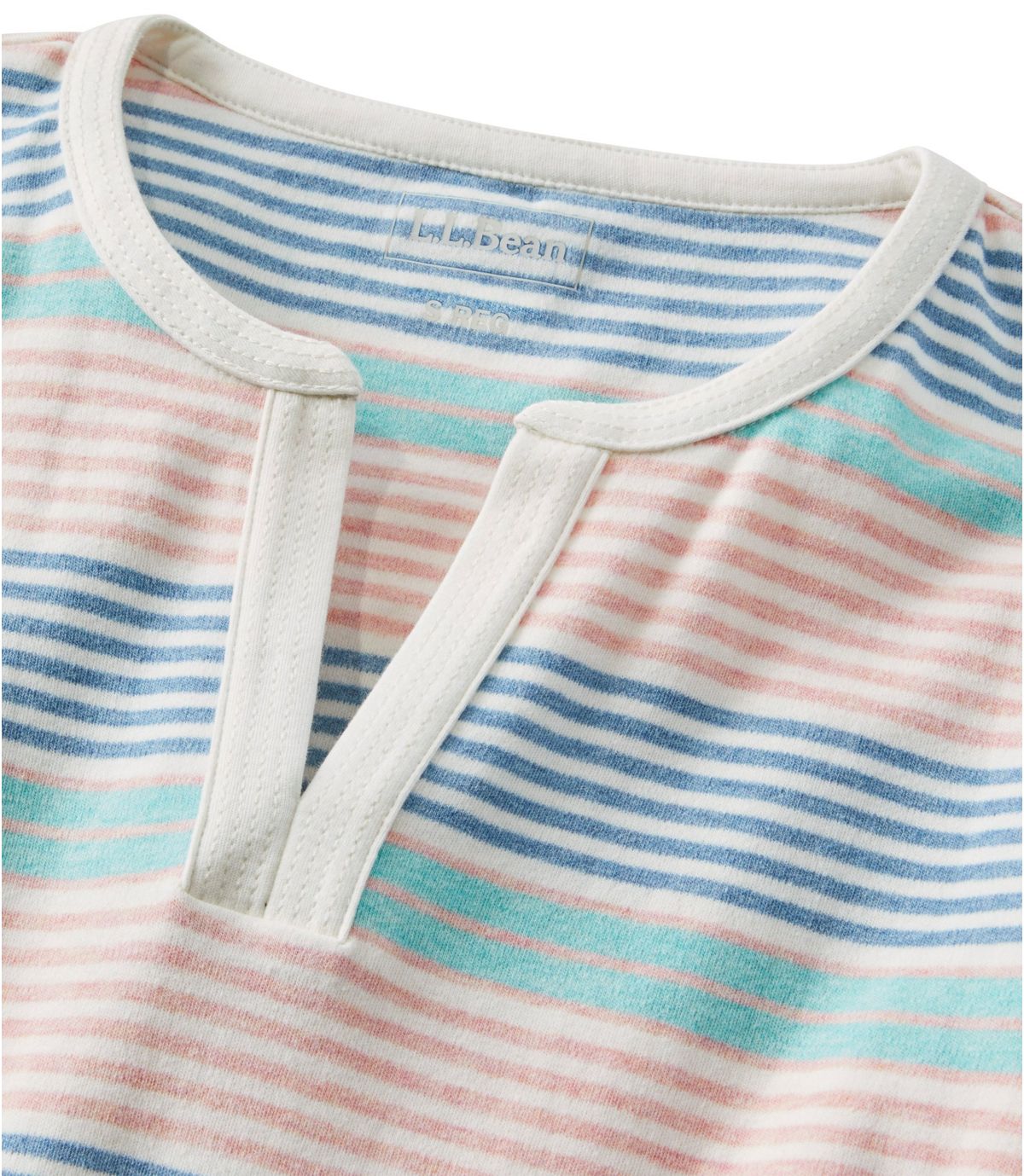 L.L.Bean Women's L.L.Bean Tee, Three-Quarter-Sleeve Splitneck Tunic Stripe