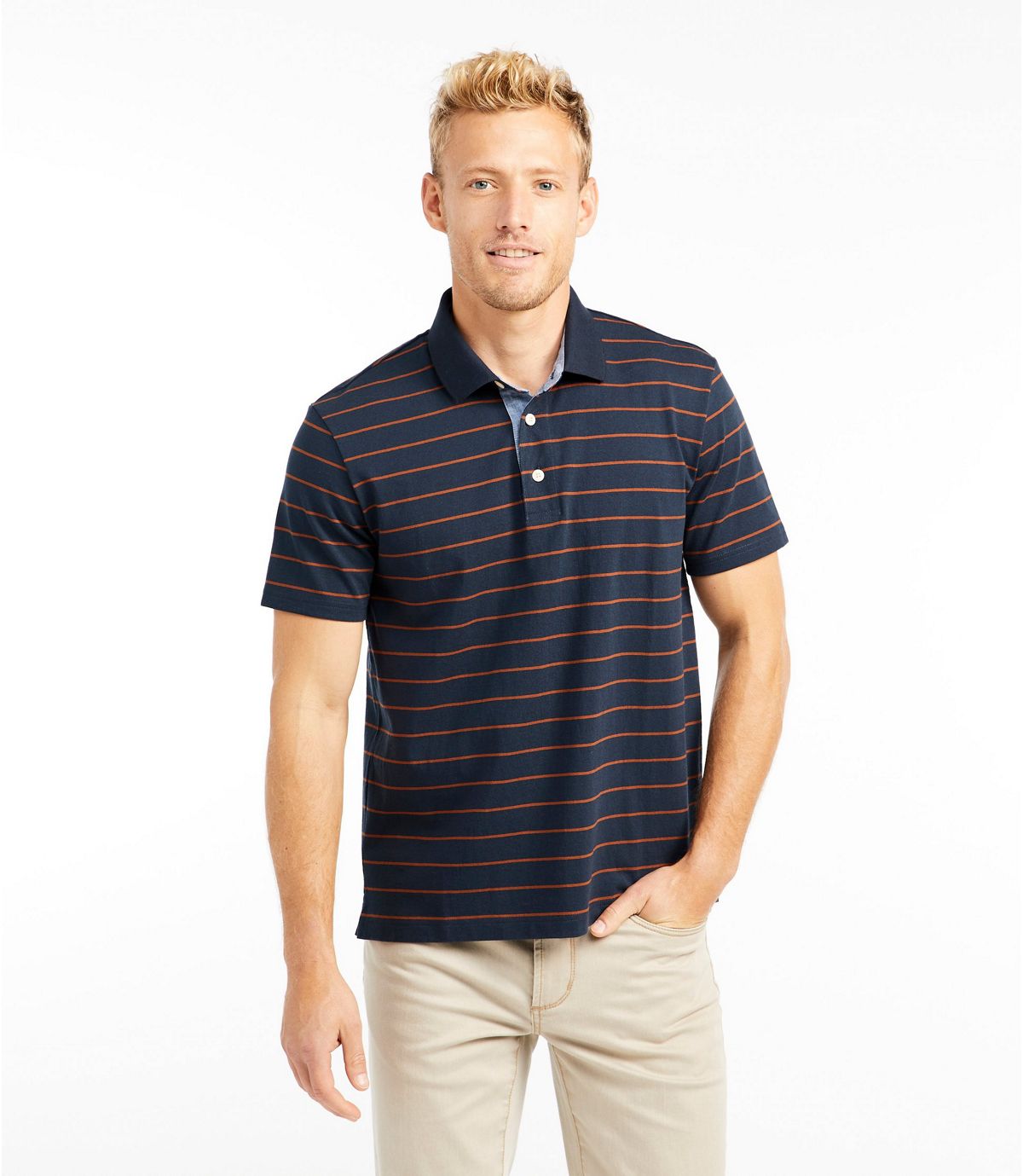 L.L.Bean Men's Signature Polo Shirt, Short-Sleeve, Stripe