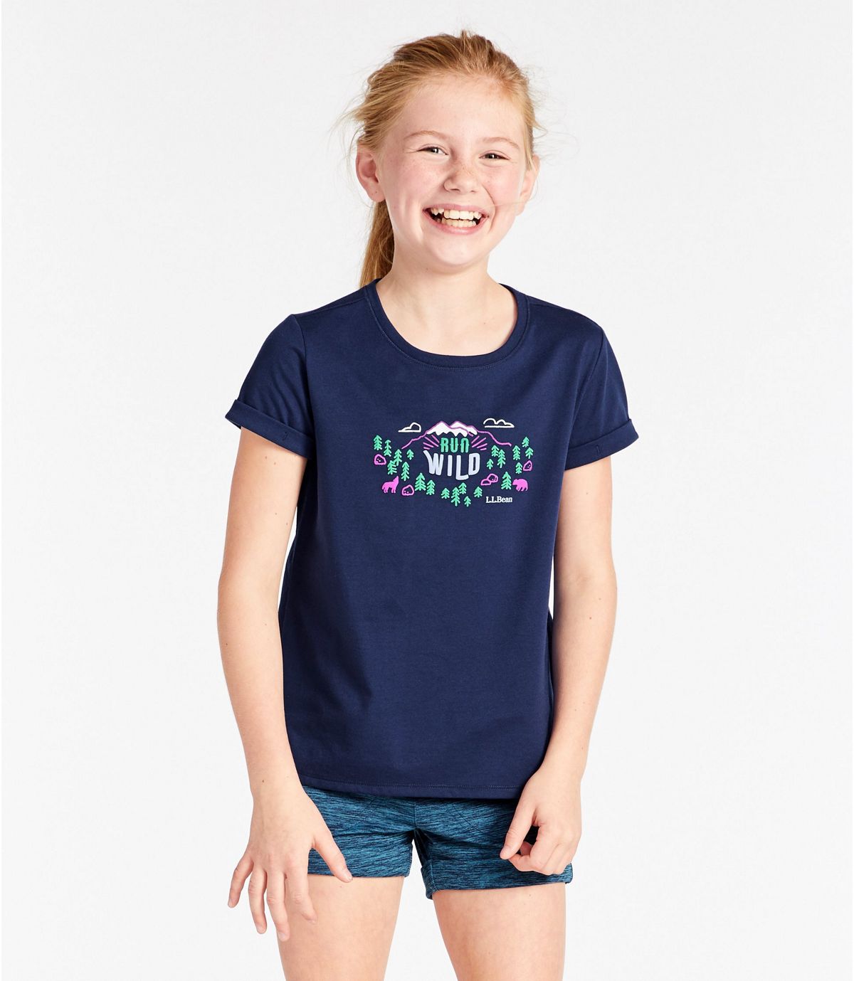L.L.Bean Girls' Pathfinder Tee, Short Sleeve, Graphic