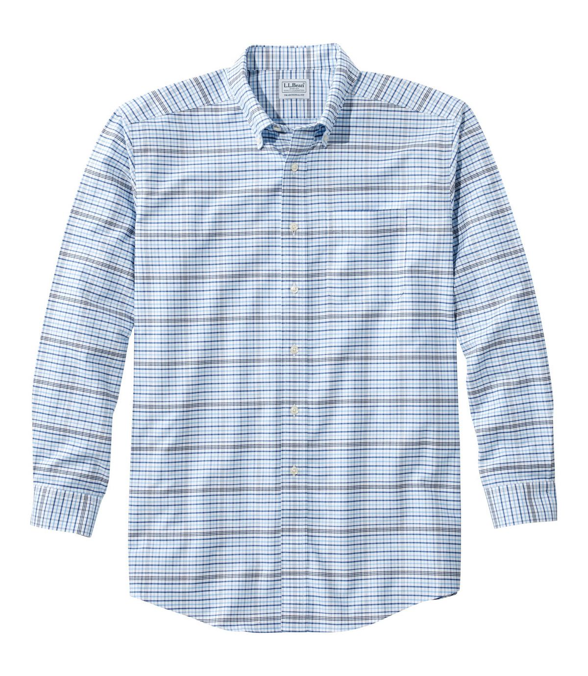 L.L.Bean Men's Wrinkle-Free Classic Oxford Cloth Shirt, Long-Sleeve Plaid, Traditional Fit