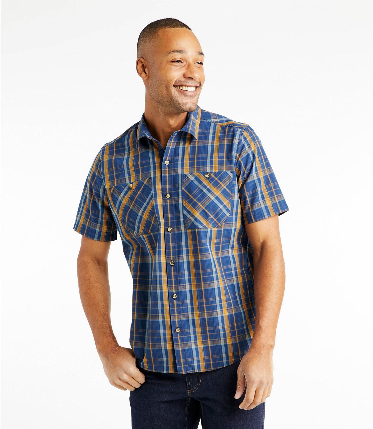L.L.Bean Men's Otter Cliff Shirt, Short-Sleeve Plaid