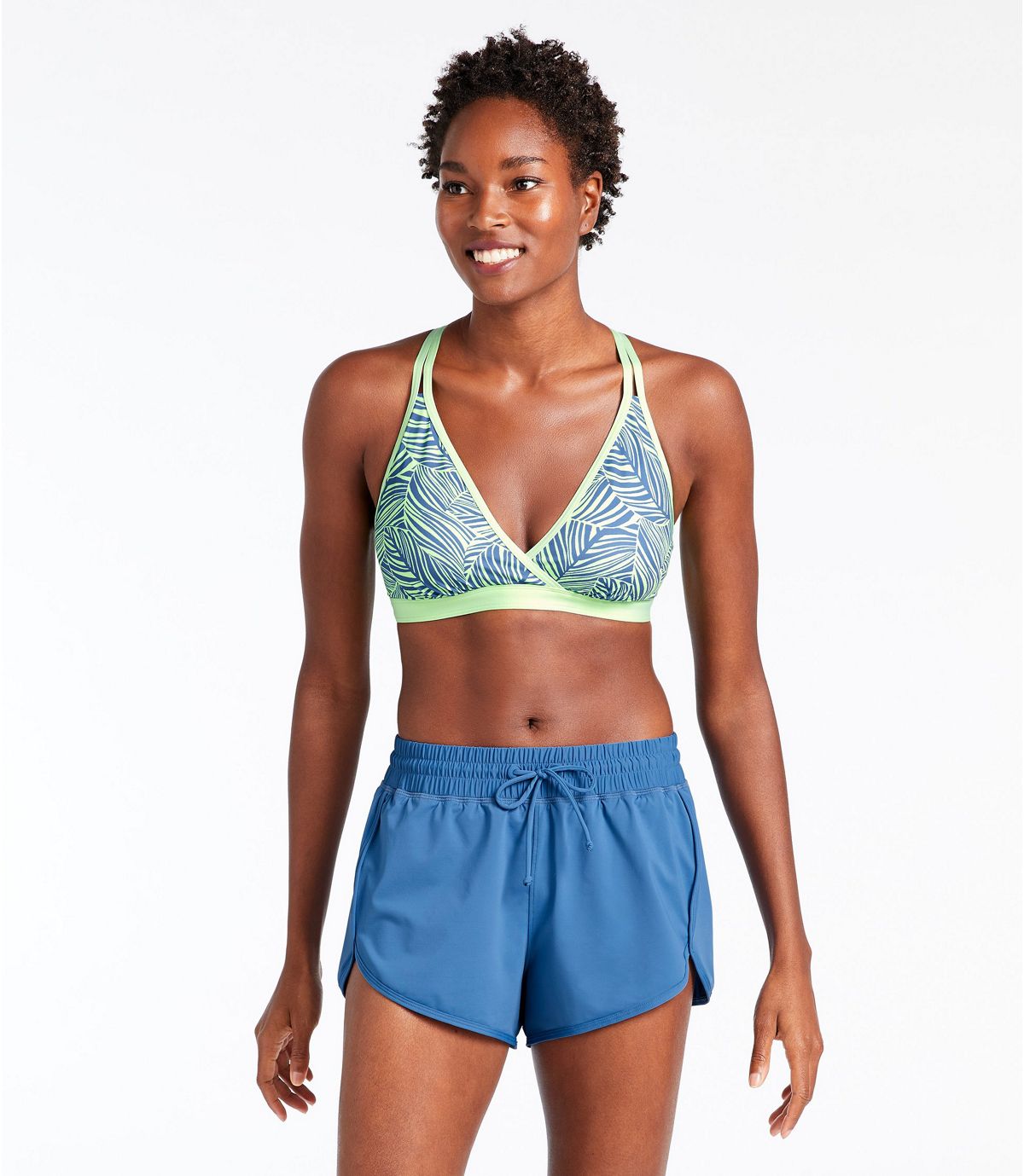 L.L.Bean Women's ReNew Swimwear, V-Neck Bikini Top Print