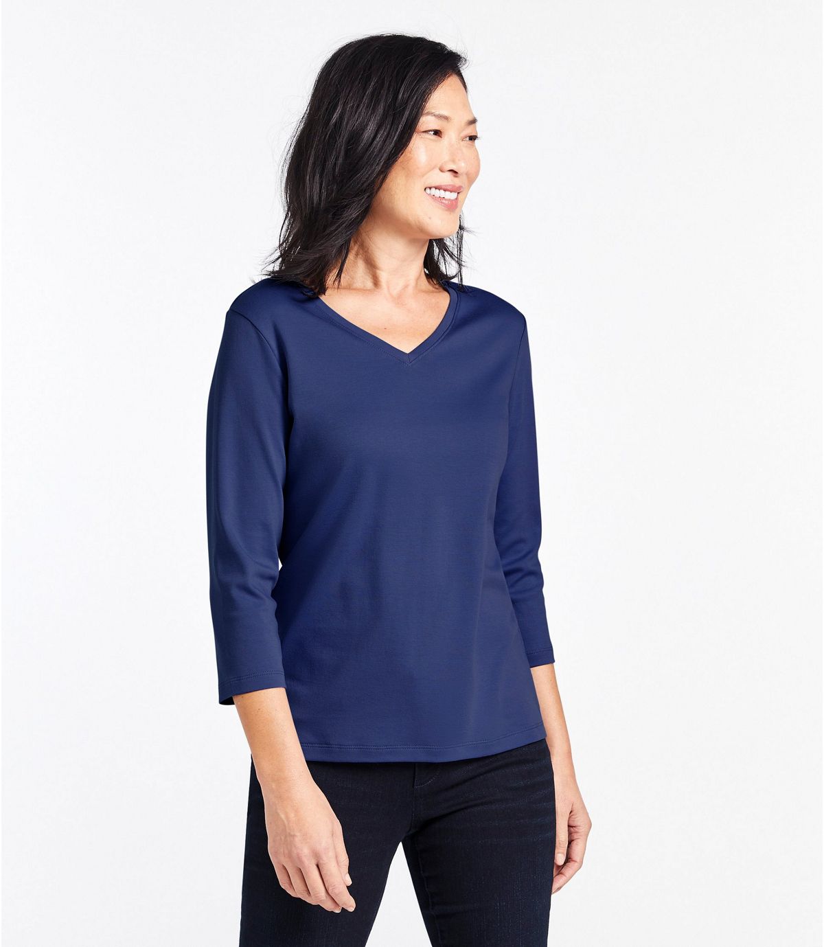 L.L.Bean Women's L.L.Bean V-Neck, Three-Quarter-Sleeve