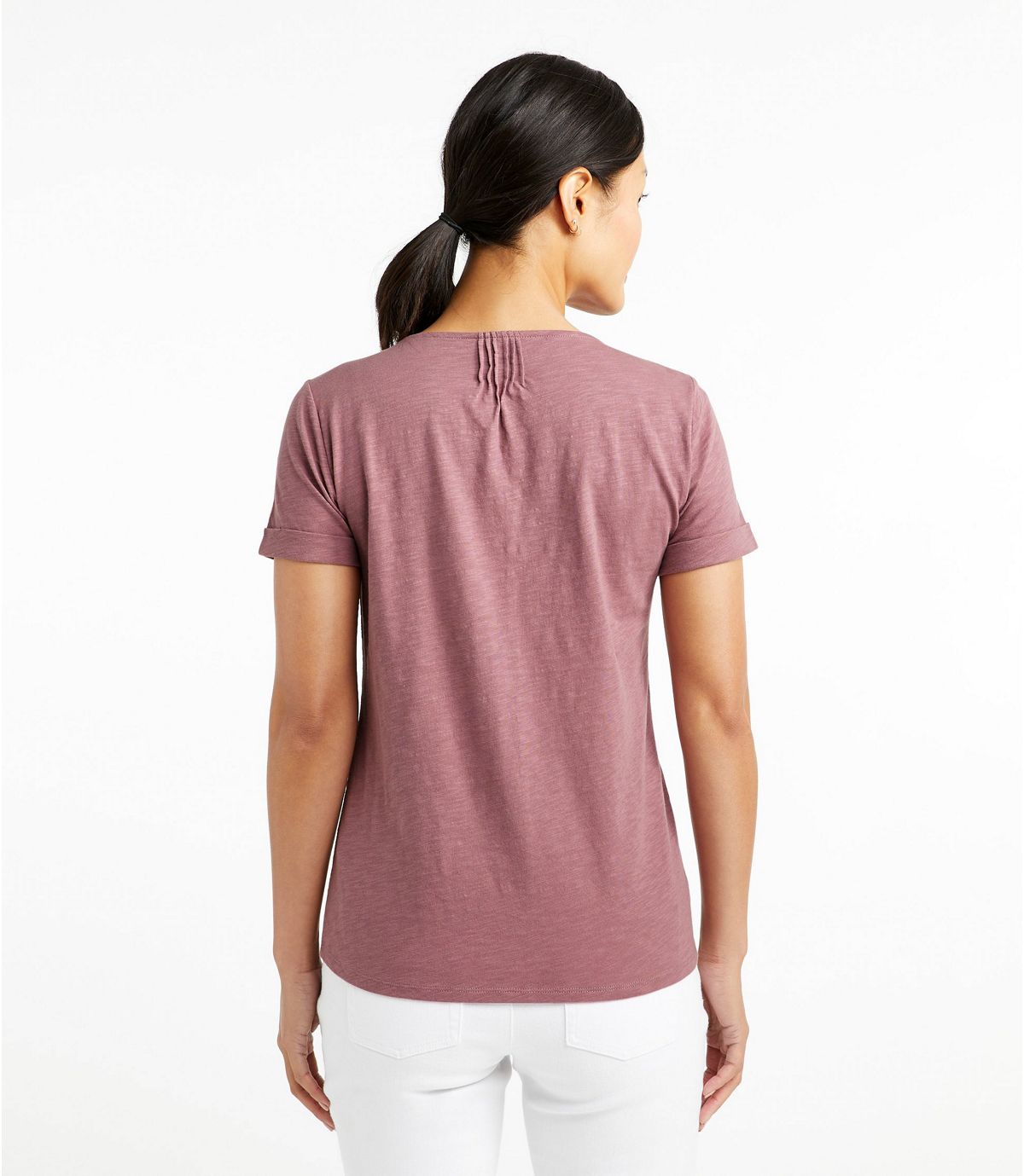 L.L.Bean Women's Organic Cotton Tee, Splitneck Short-Sleeve