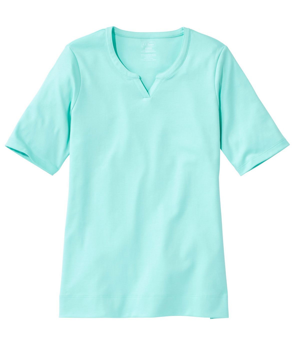 L.L.Bean Women's Pima Cotton Tee, Notch-Neck Elbow-Sleeve Tunic