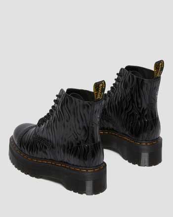 Sinclair Zebra Emboss Smooth Leather Platform Boots,WOMEN'S PLATFORMS,no.120