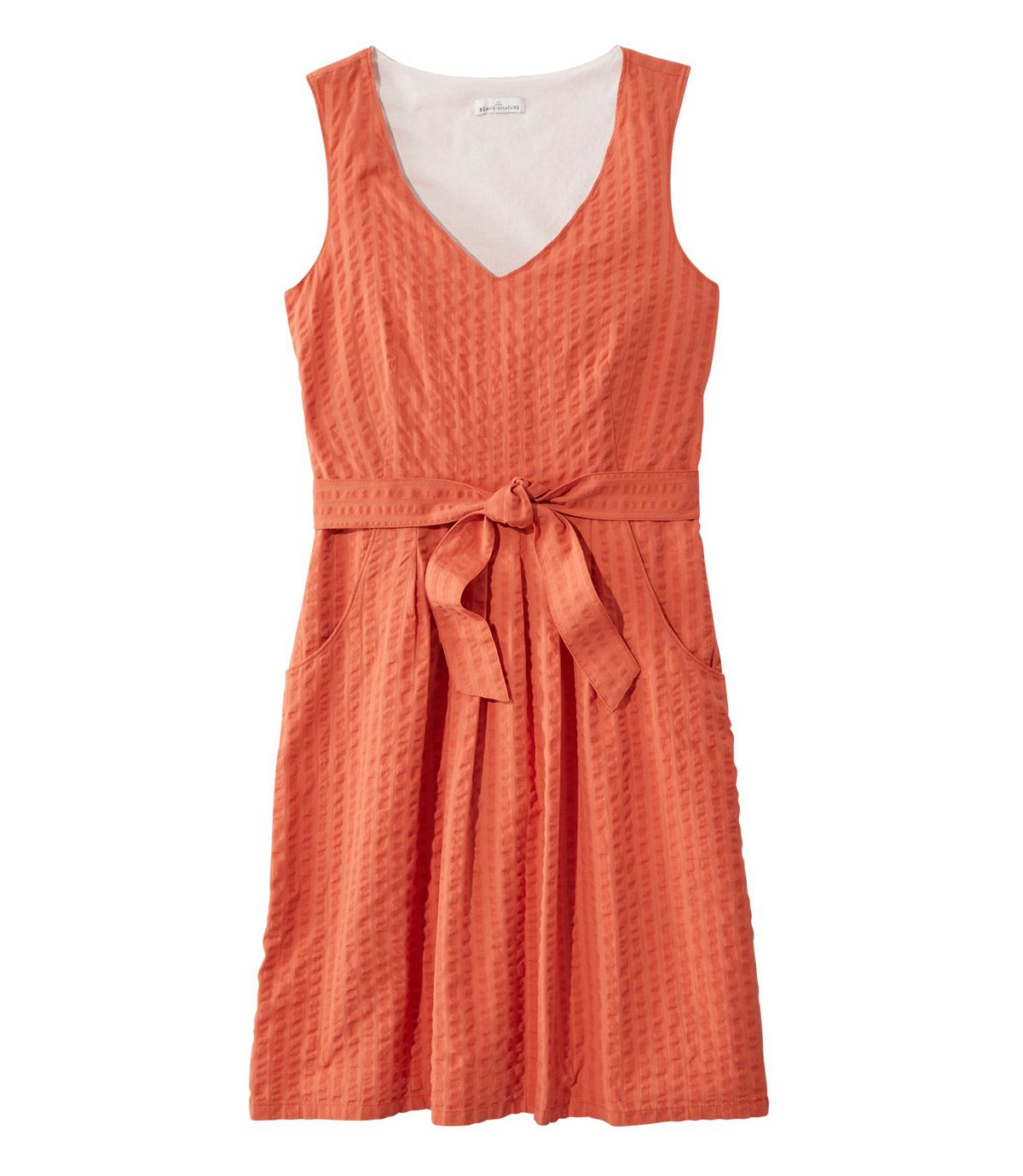 L.L.Bean Women's Signature V-Neck Seersucker Dress