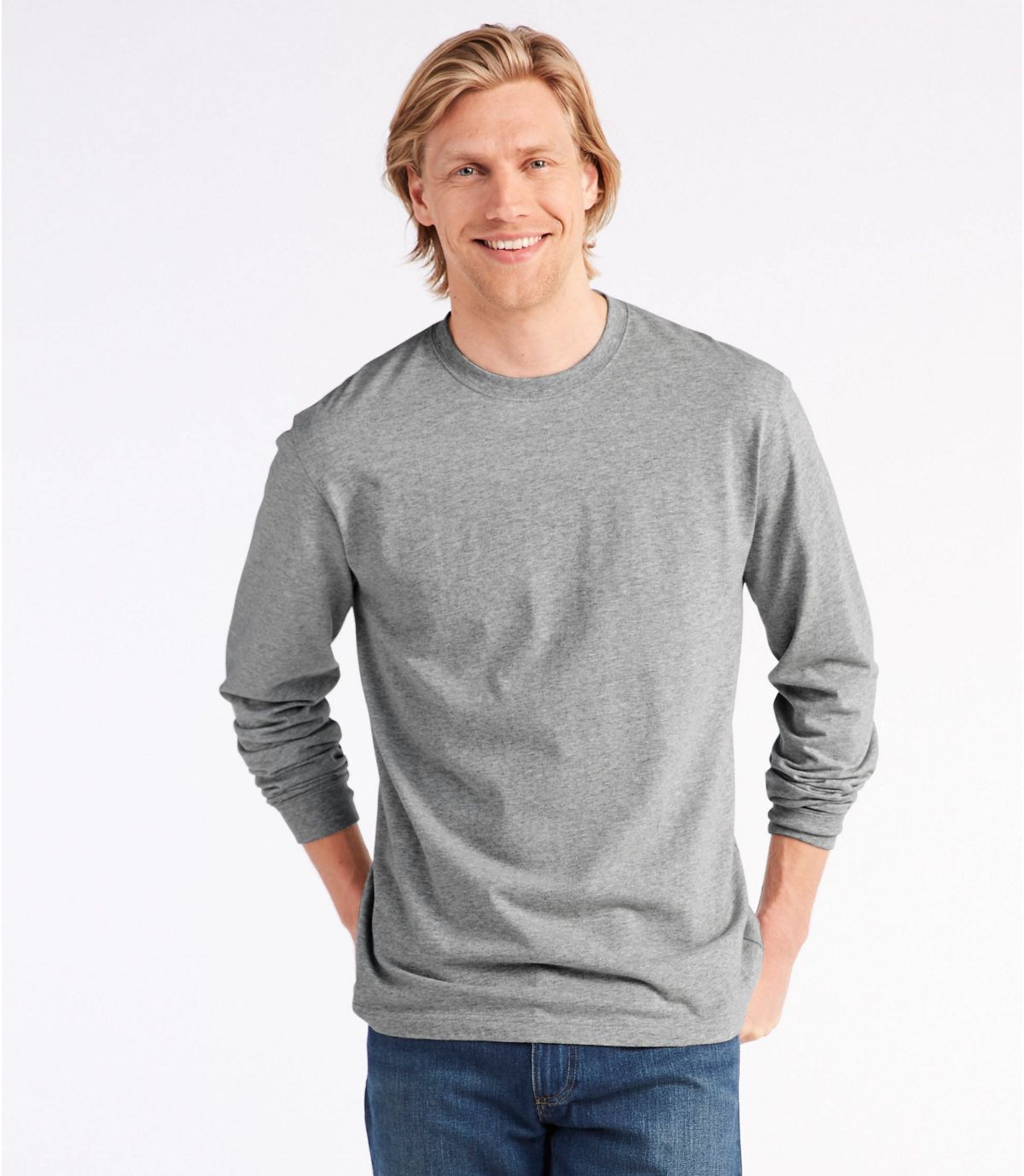 L.L.Bean Men's Carefree Unshrinkable Tee, Traditional Fit, Long-Sleeve
