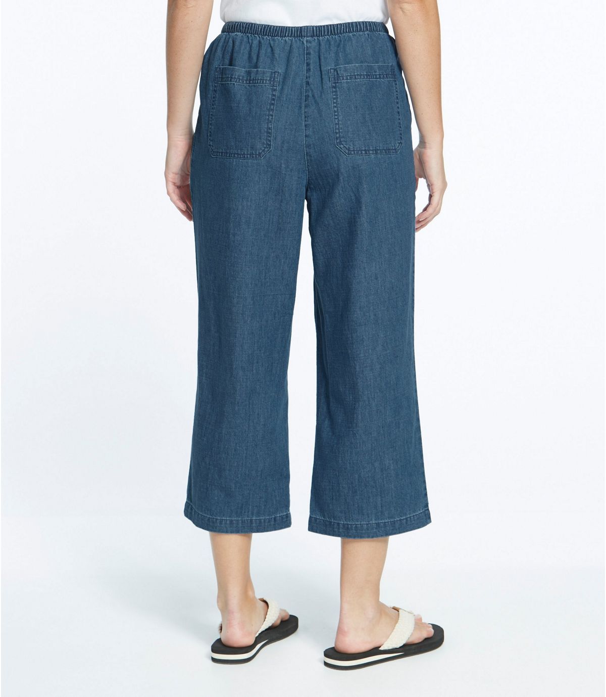 L.L.Bean Women's Sunwashed Cropped Pants, Denim