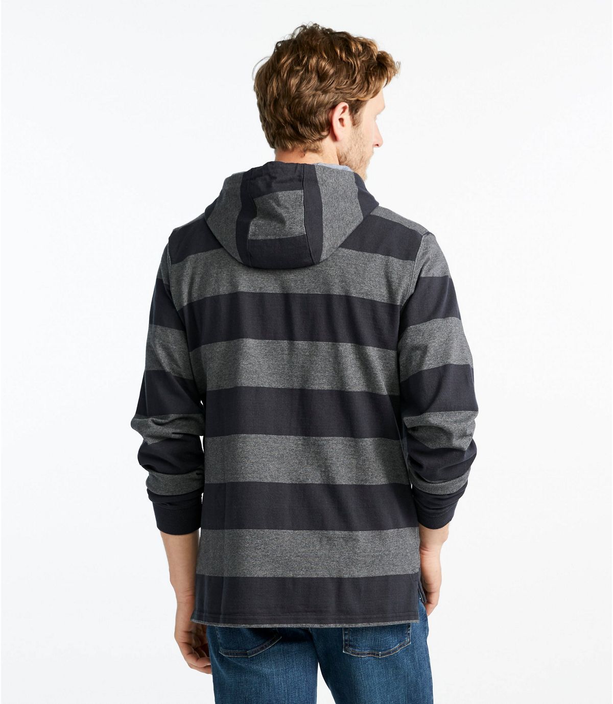 L.L.Bean Men's Lakewashed® Rugby, Traditional Fit Long-Sleeve Hoodie Stripe