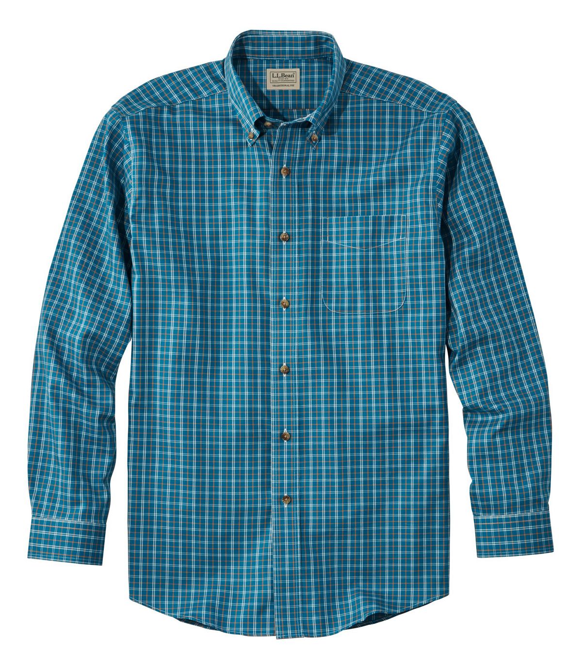 L.L.Bean Men's Wrinkle-Free Twill Sport Shirt, Traditional Fit Plaid