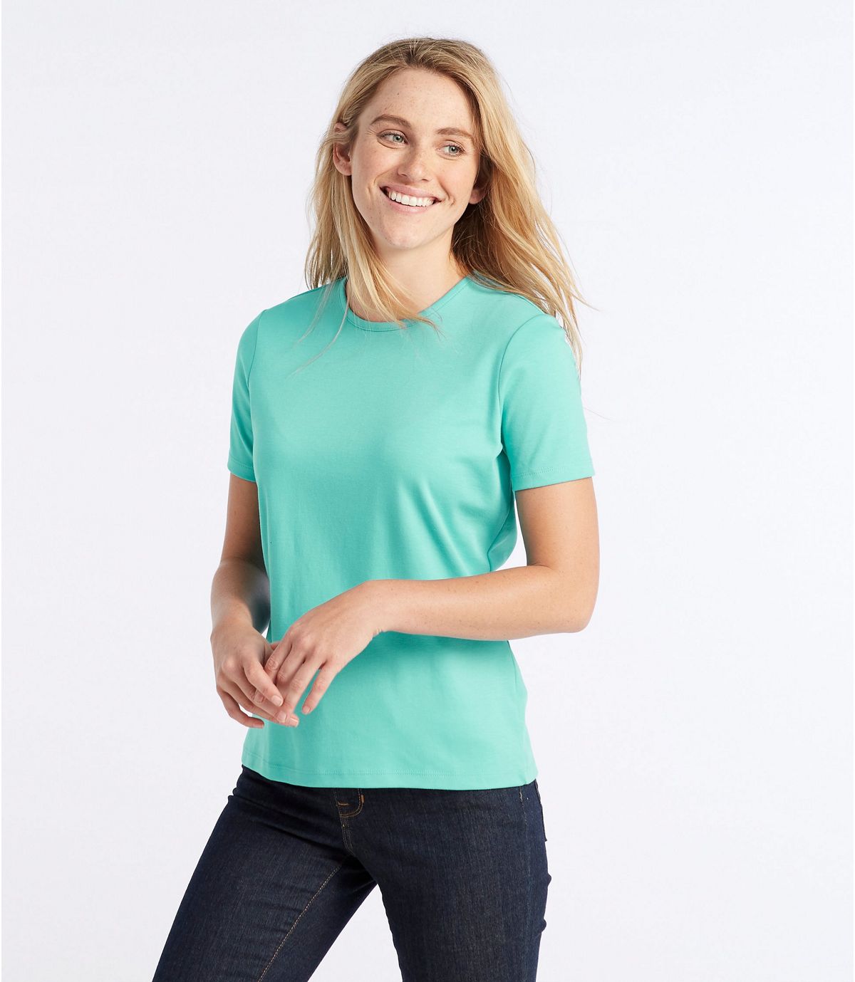 L.L.Bean Women's Pima Cotton Tee, Short-Sleeve Crewneck