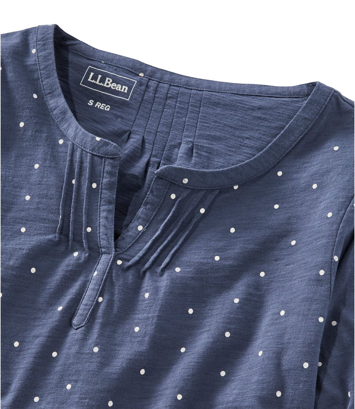 L.L.Bean Women's Organic Cotton Tee, Splitneck Three-Quarter-Sleeve Print