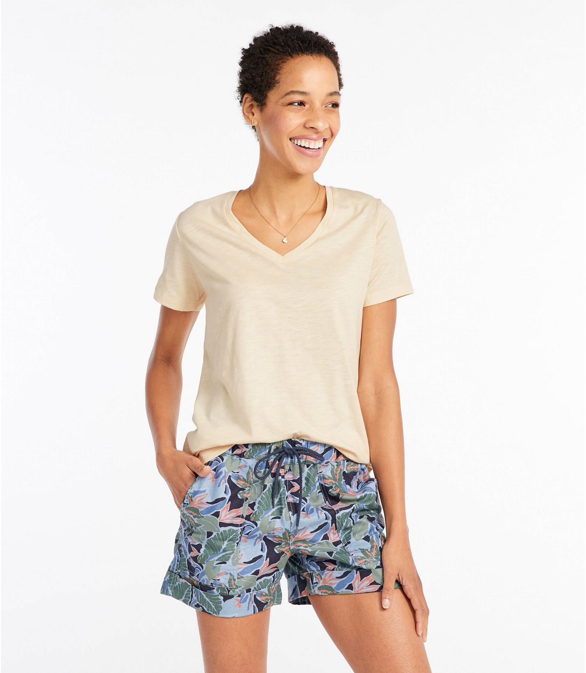 L.L.Bean Women's Signature Slub-Knit Tee, V-Neck