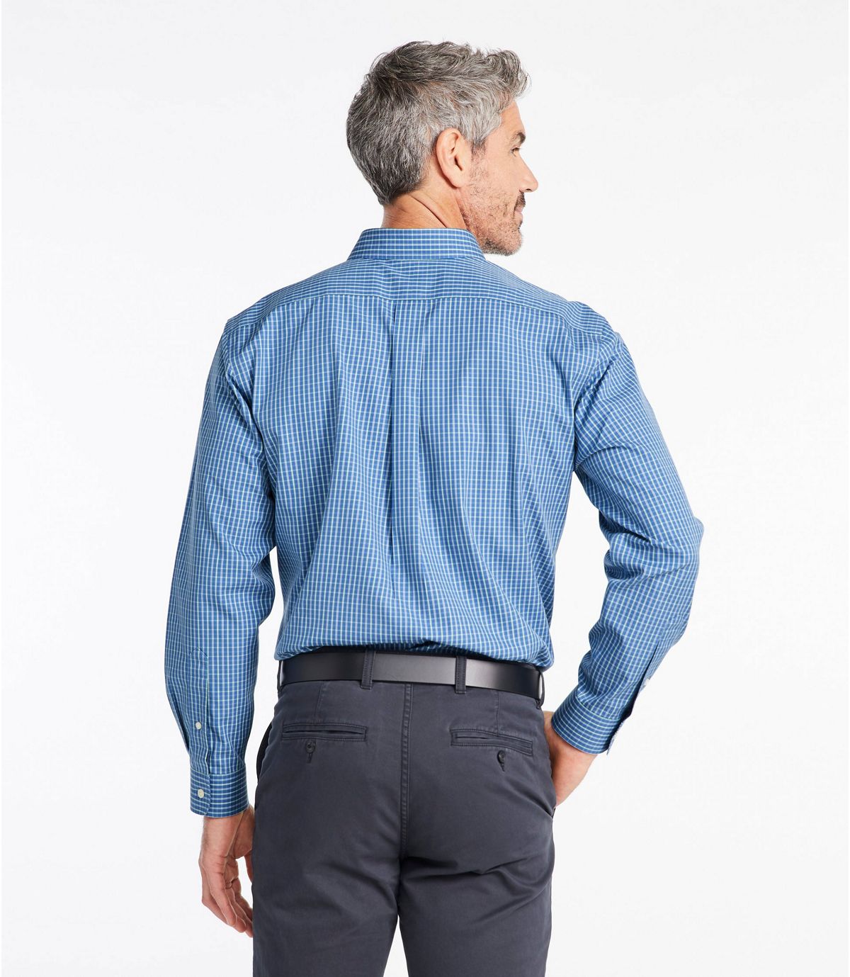 L.L.Bean Men's Wrinkle-Free Pinpoint Oxford Shirt, Slightly Fitted Tattersall