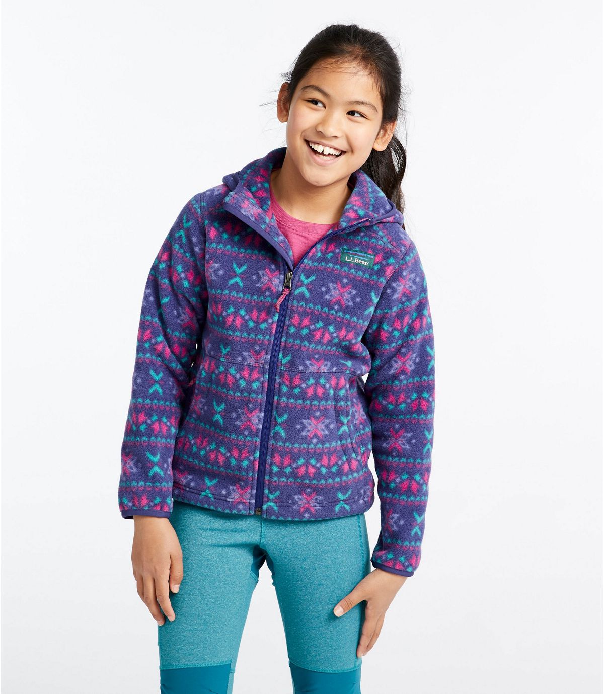 L.L.Bean Kids' Mountain Classic Fleece, Hooded, Print