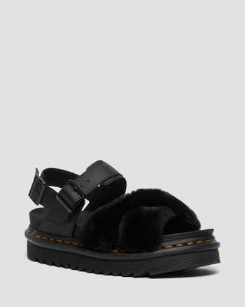 Voss II Fluffy Faux Fur Leather Strap Sandals,WOMEN'S PLATFORMS,no.122