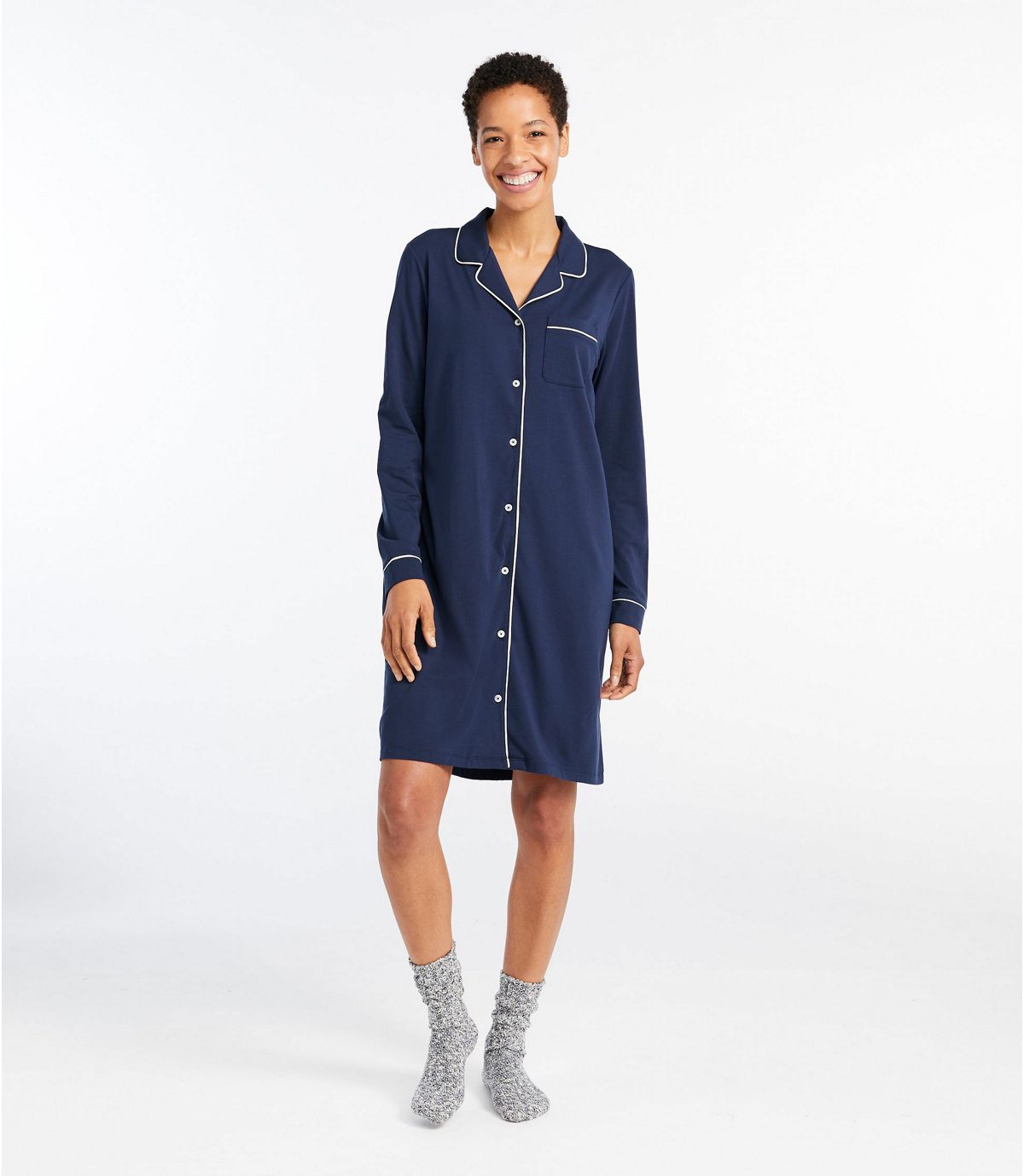 L.L.Bean Women's Organic Supersoft Shrink-Free Nightgown, Button-Front