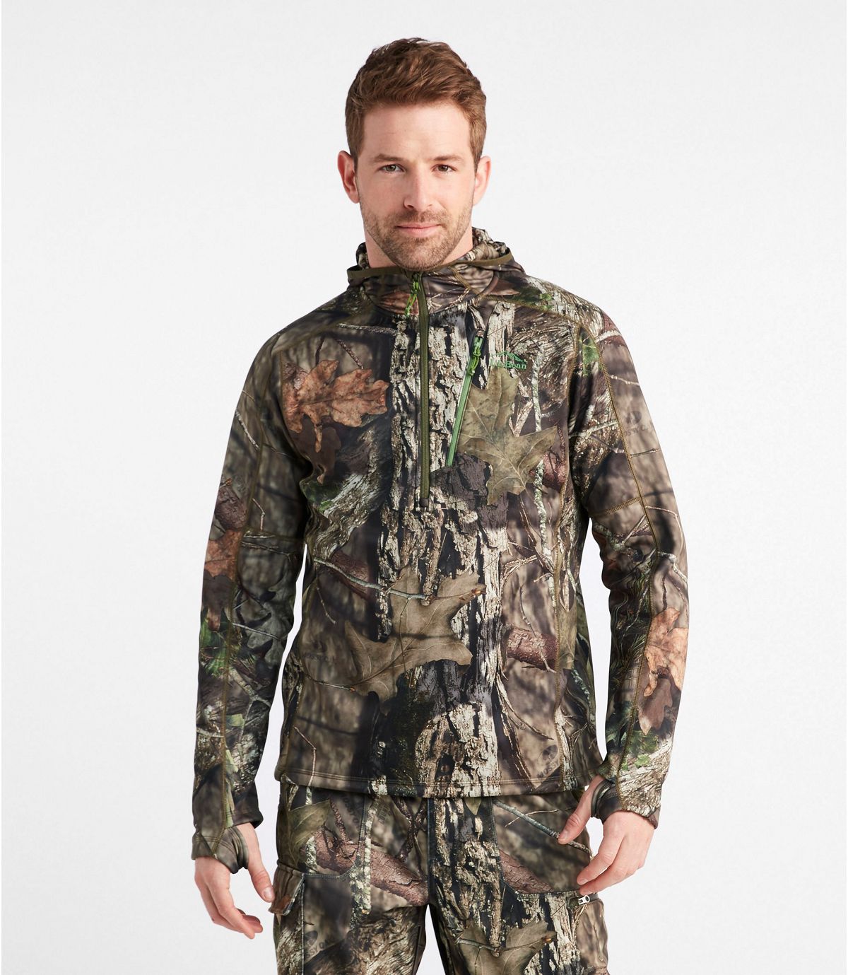 L.L.Bean Men's Ridge Runner Midweight Quarter-Zip Hoodie, Camo