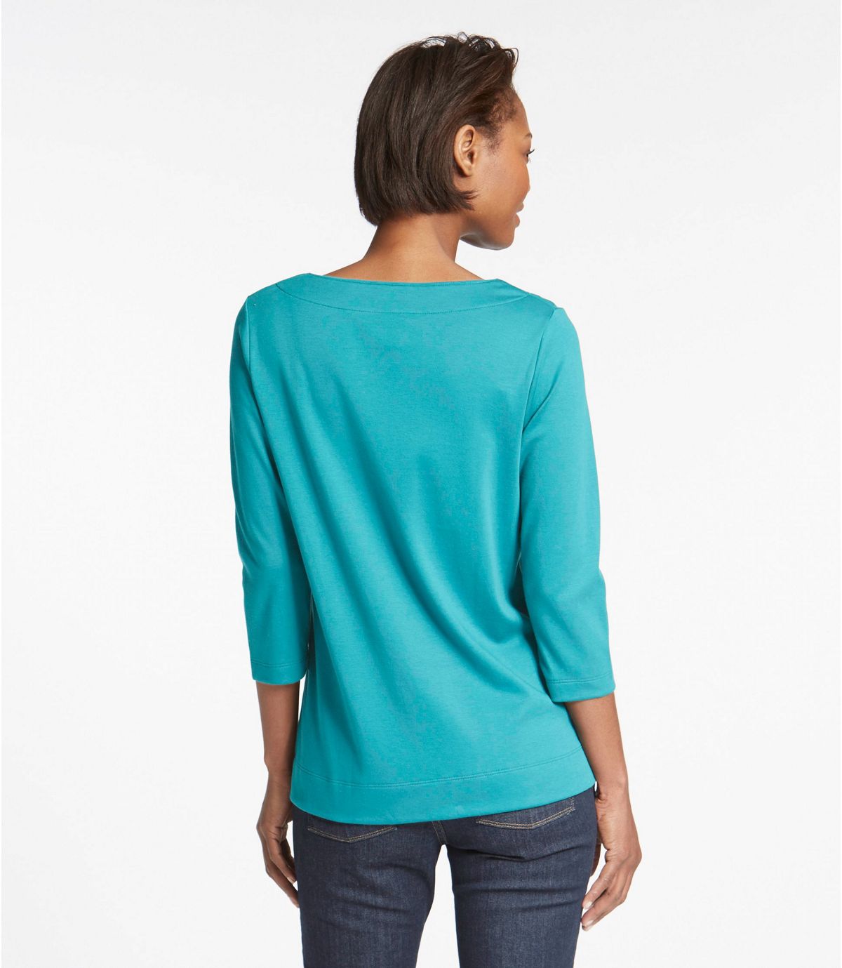 L.L.Bean Women's Pima Cotton Tunic, Three-Quarter-Sleeve Splitneck