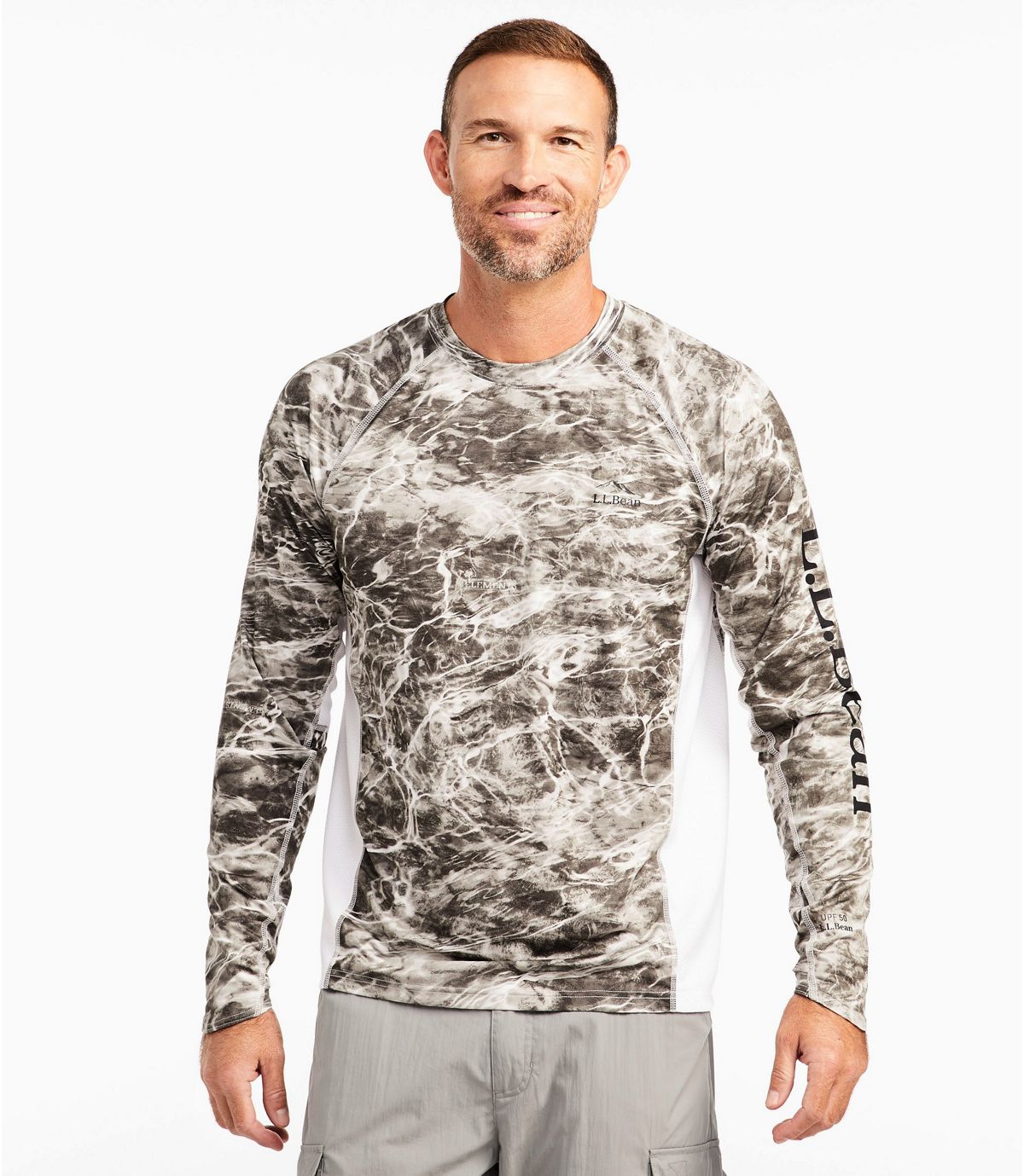 L.L.Bean Men's Tropicwear Knit Crew Shirt, Long-Sleeve Print