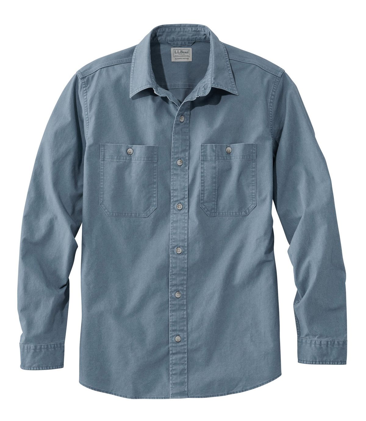 L.L.Bean Men's Sunwashed Canvas Shirt, Slightly Fitted, Long-Sleeve