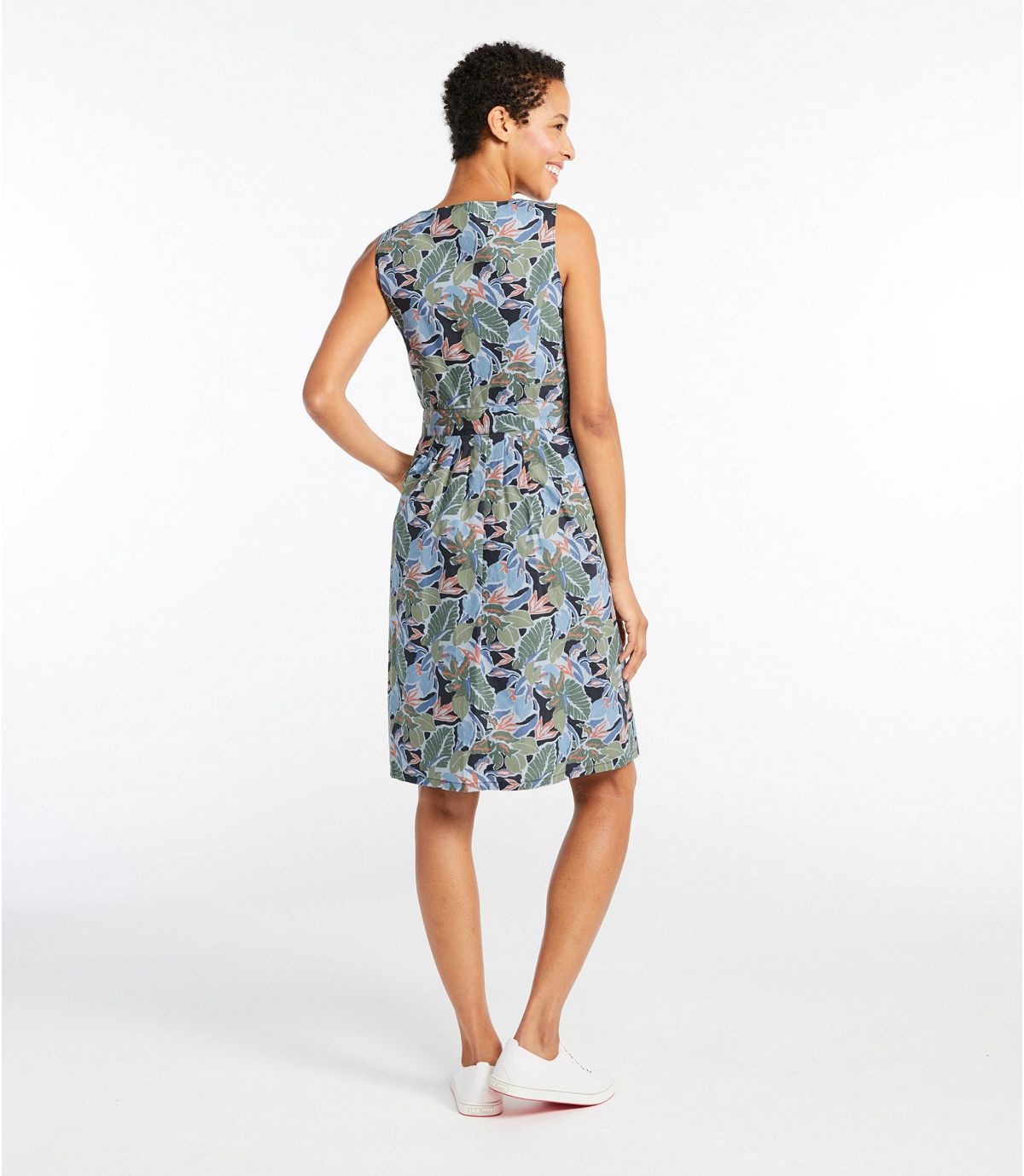 L.L.Bean Women's Signature V-Neck Poplin Dress, Print