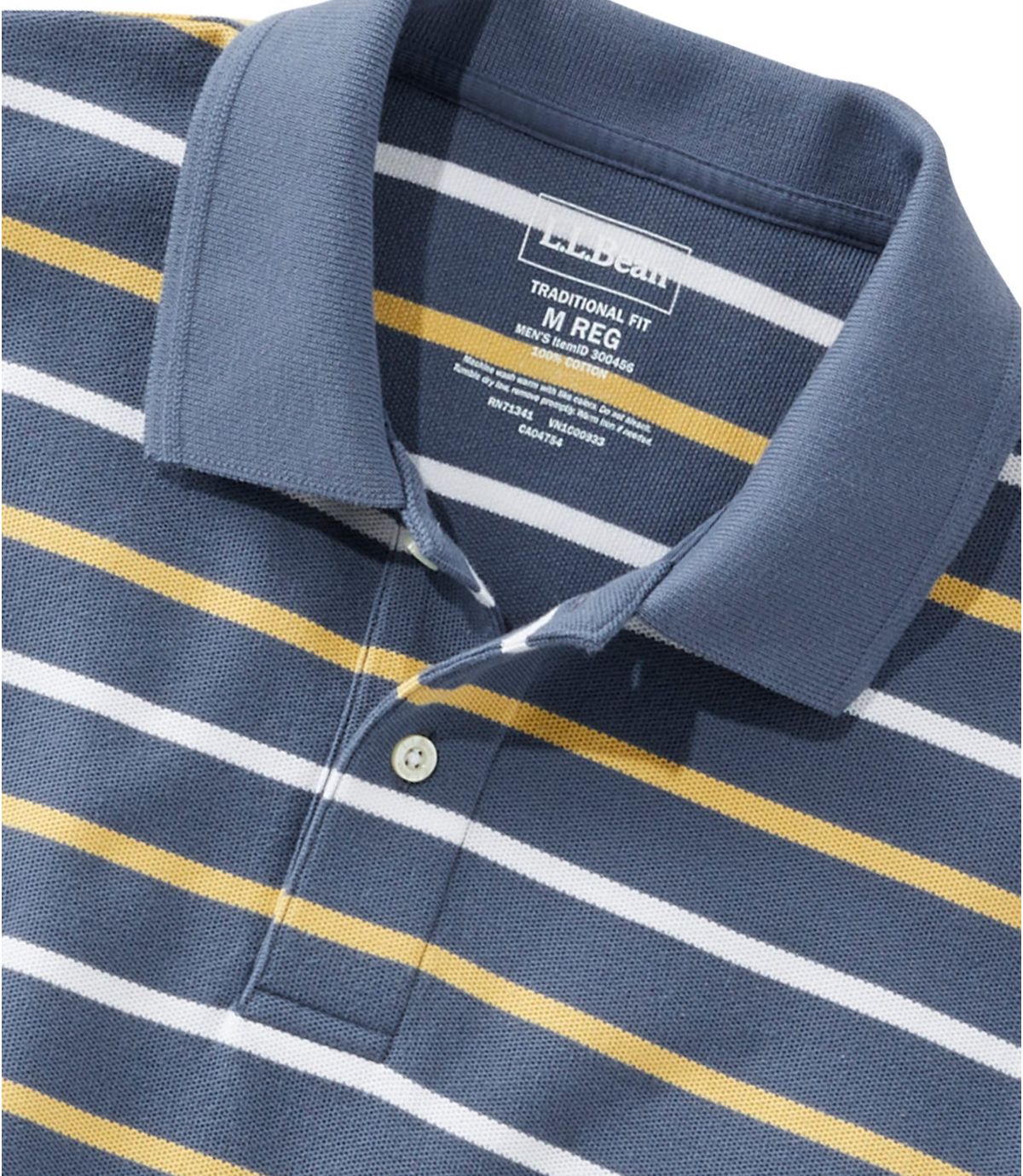 L.L.Bean Men's Premium Double L® Polo, Banded Short-Sleeve Without Pocket Stripe