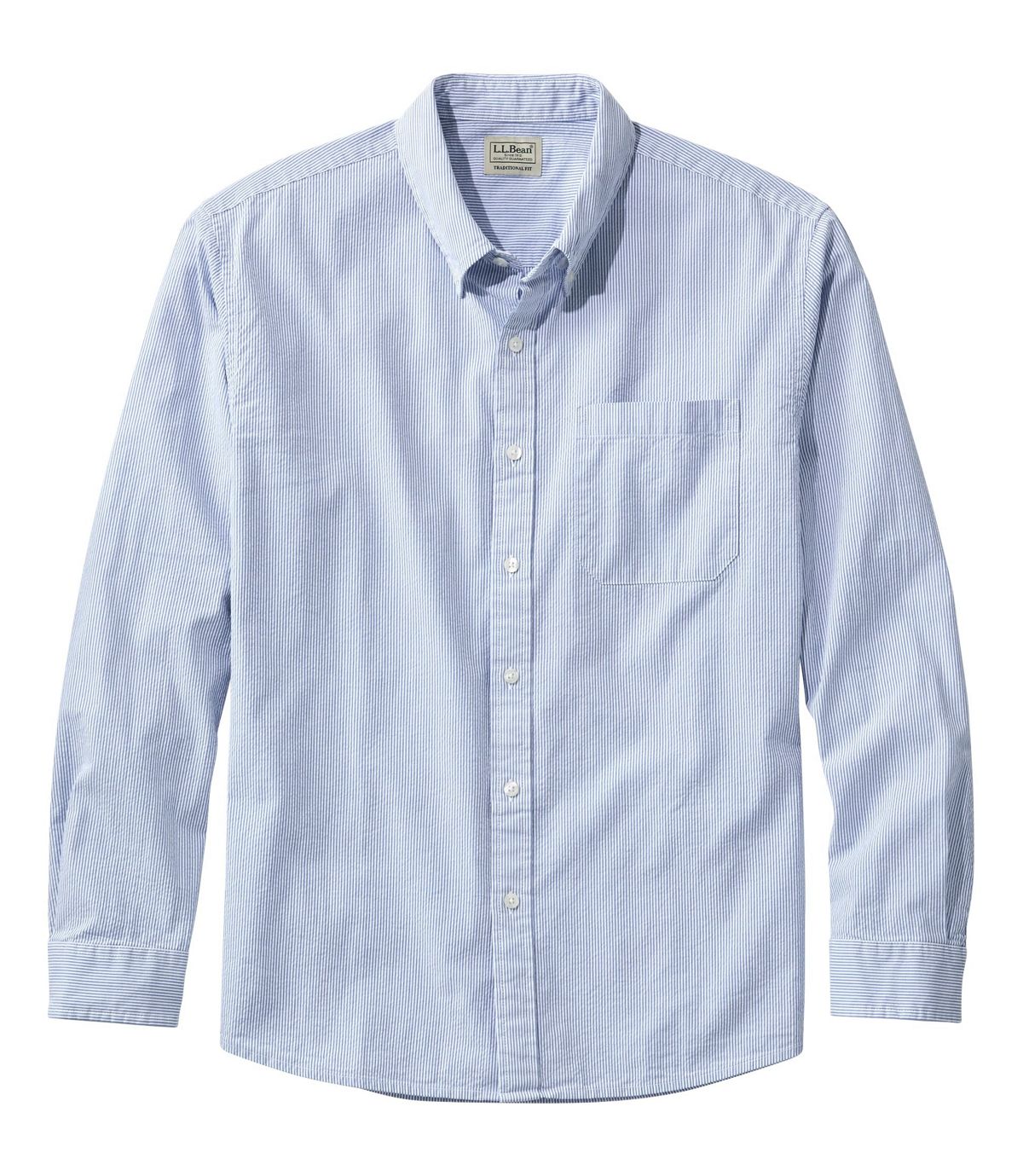 L.L.Bean Men's Organic Cotton Seersucker Shirt, Long-Sleeve, Traditional Fit, Stripe