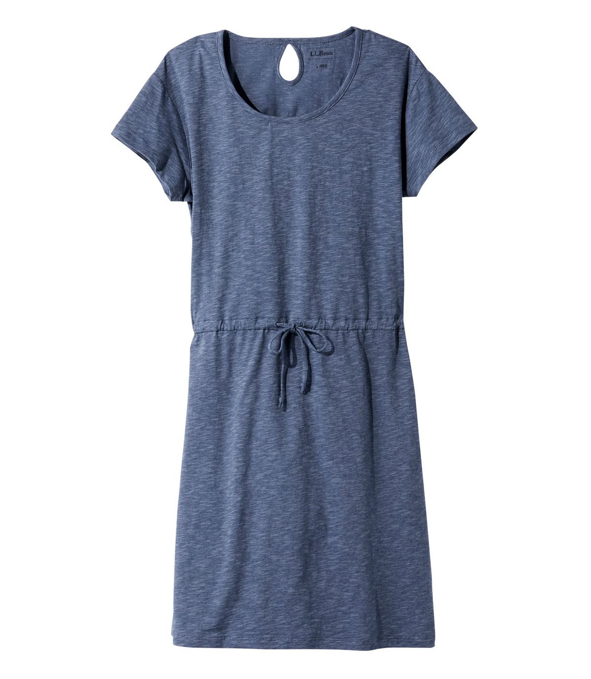 L.L.Bean Women's Cotton/Tencel Slub Dress, Short-Sleeve Tie-Front