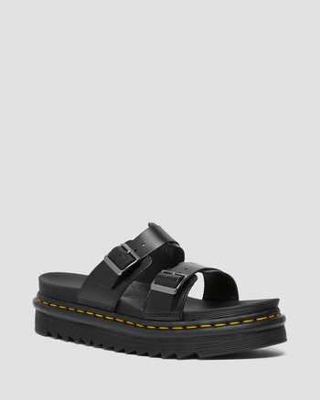 Myles Brando Leather Buckle Slide Sandals,WOMEN'S PLATFORMS,no.83