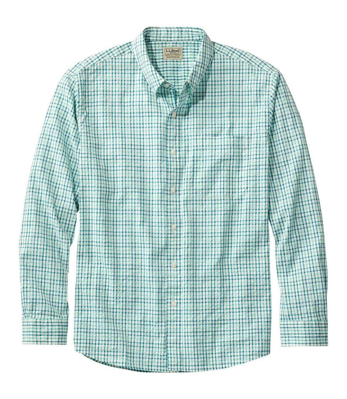 L.L.Bean Men's Organic Cotton Seersucker Shirt, Long-Sleeve, Traditional Fit, Plaid
