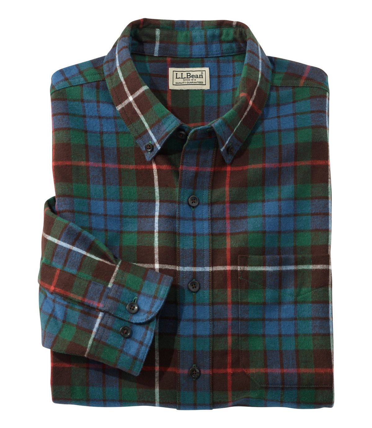 L.L.Bean Scotch Plaid Flannel Shirt, Slightly Fitted