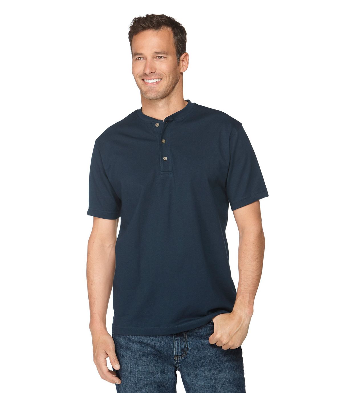 L.L.Bean Men's Carefree Unshrinkable Tee, Traditional Fit, Henley
