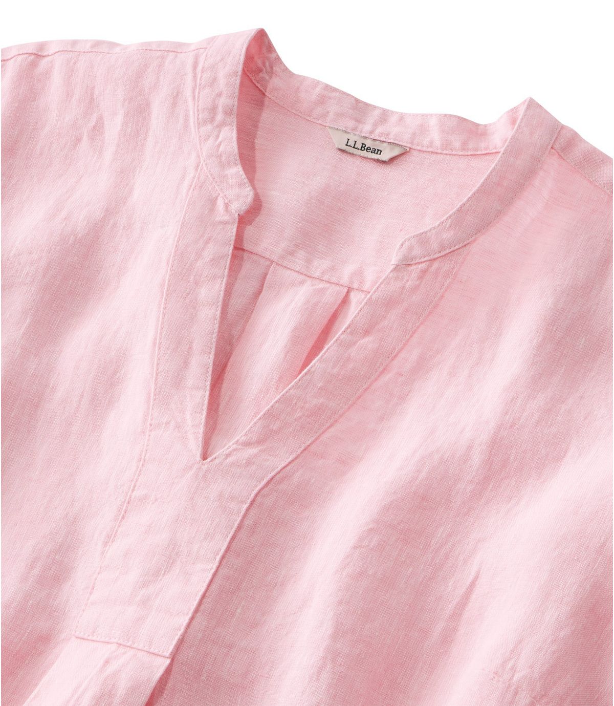 L.L.Bean Women's Premium Washable Linen Shirt, Splitneck Tunic Long-Sleeve