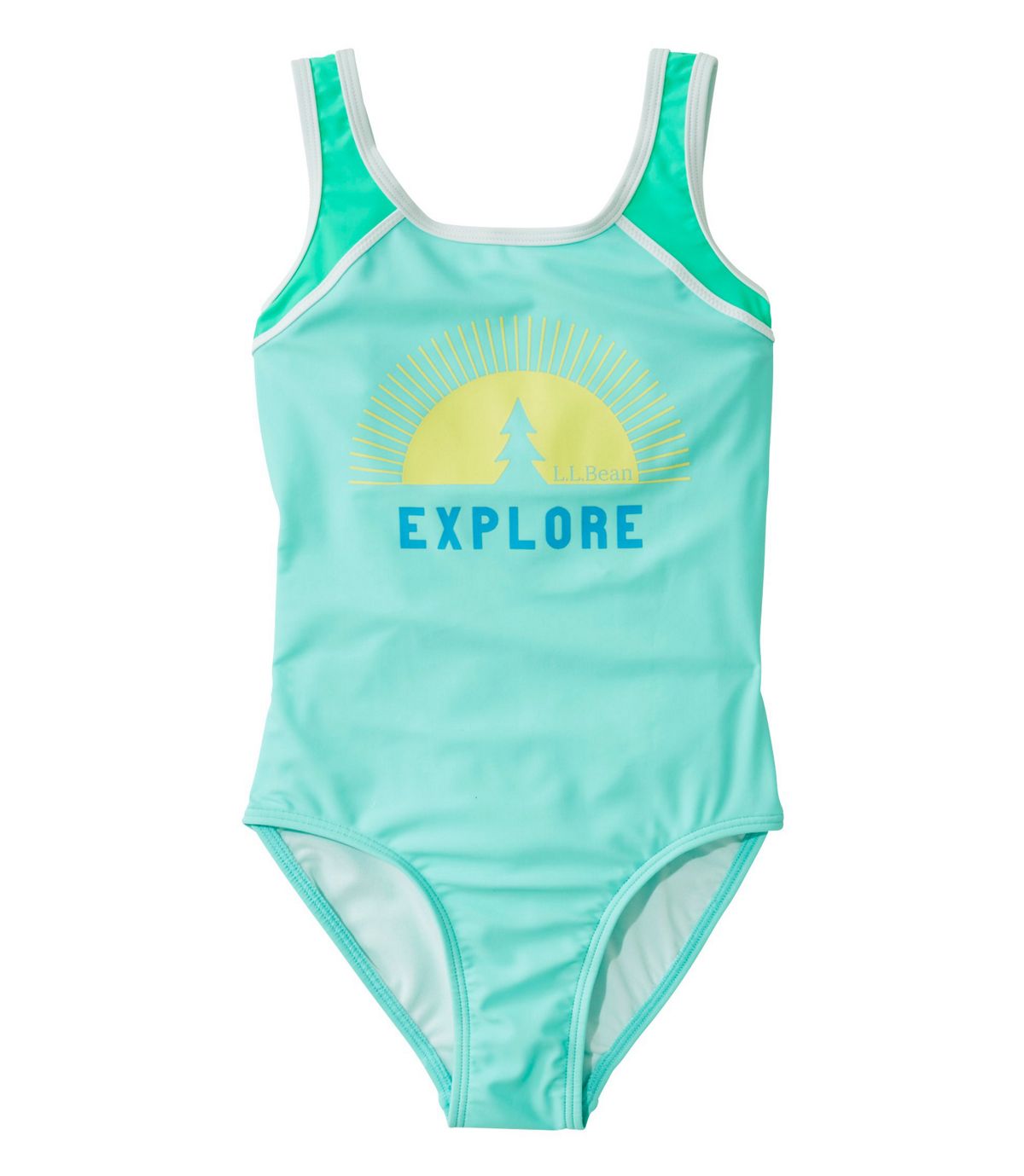 L.L.Bean Girls' Graphic Swimsuit, One-Piece