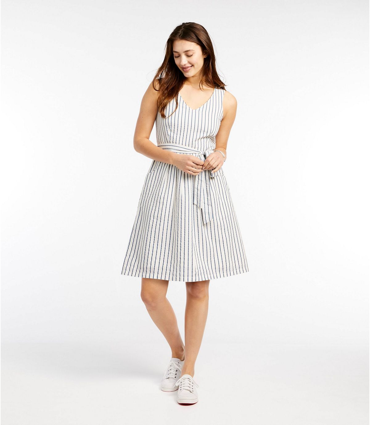 L.L.Bean Women's Signature V-Neck Seersucker Dress