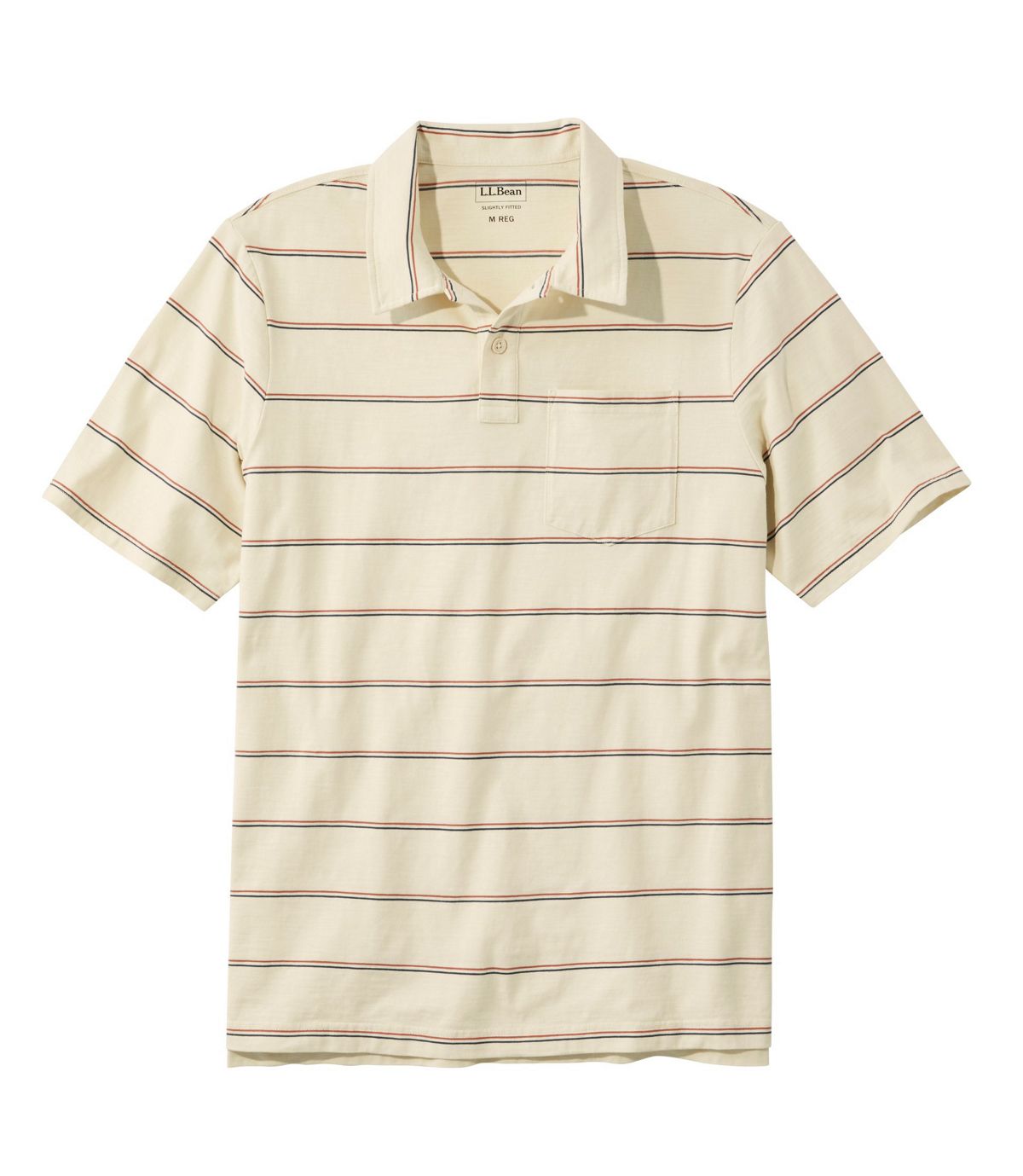 L.L.Bean Men's Lakewashed Organic Cotton Polo, Short-Sleeve Stripe