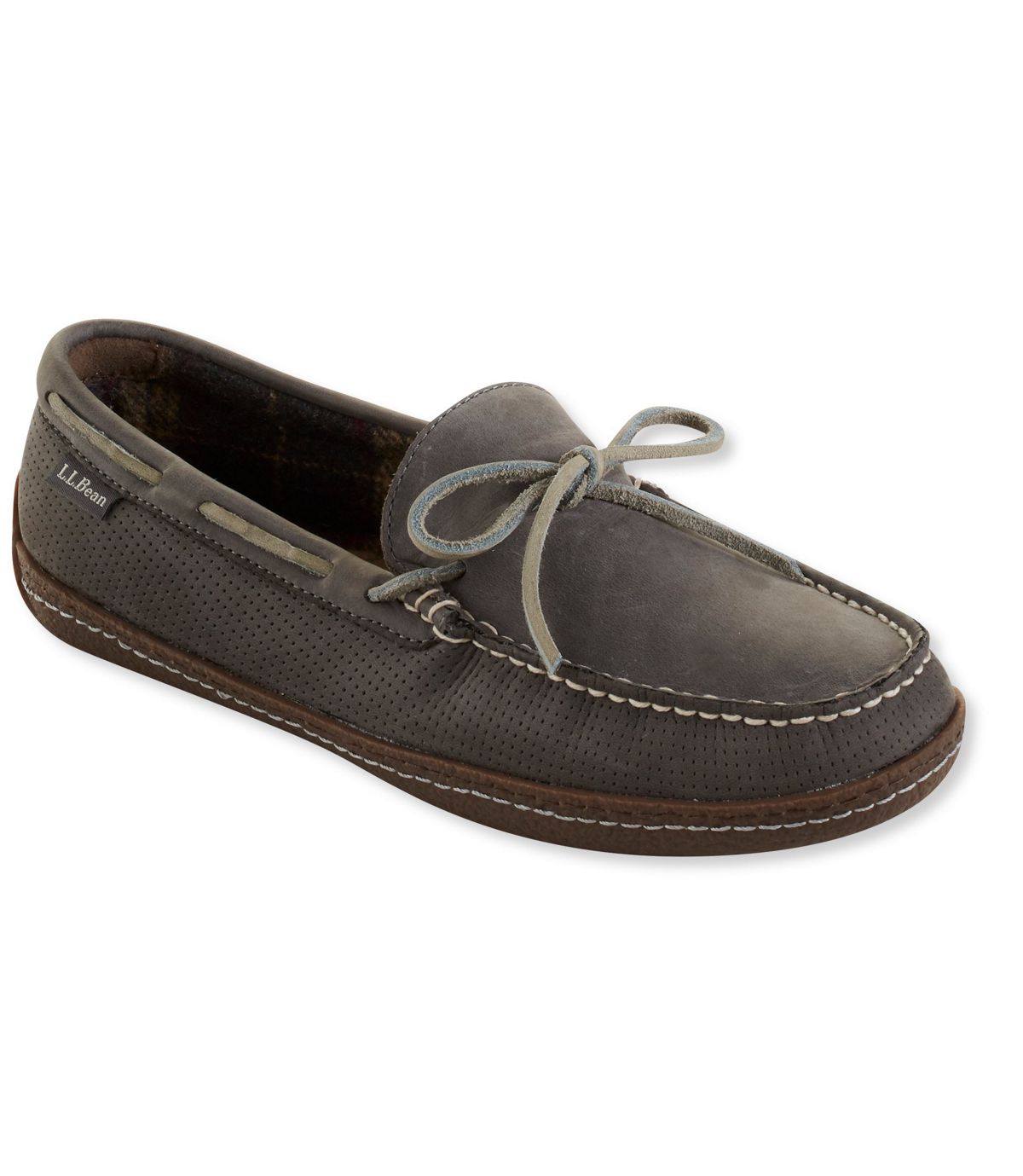 L.L.Bean Handsewn Slippers, Perforated Flannel-Lined