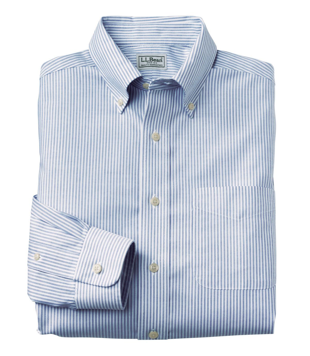 L.L.Bean Men's Wrinkle-Free Classic Oxford Cloth Shirt, Traditional Fit University Stripe