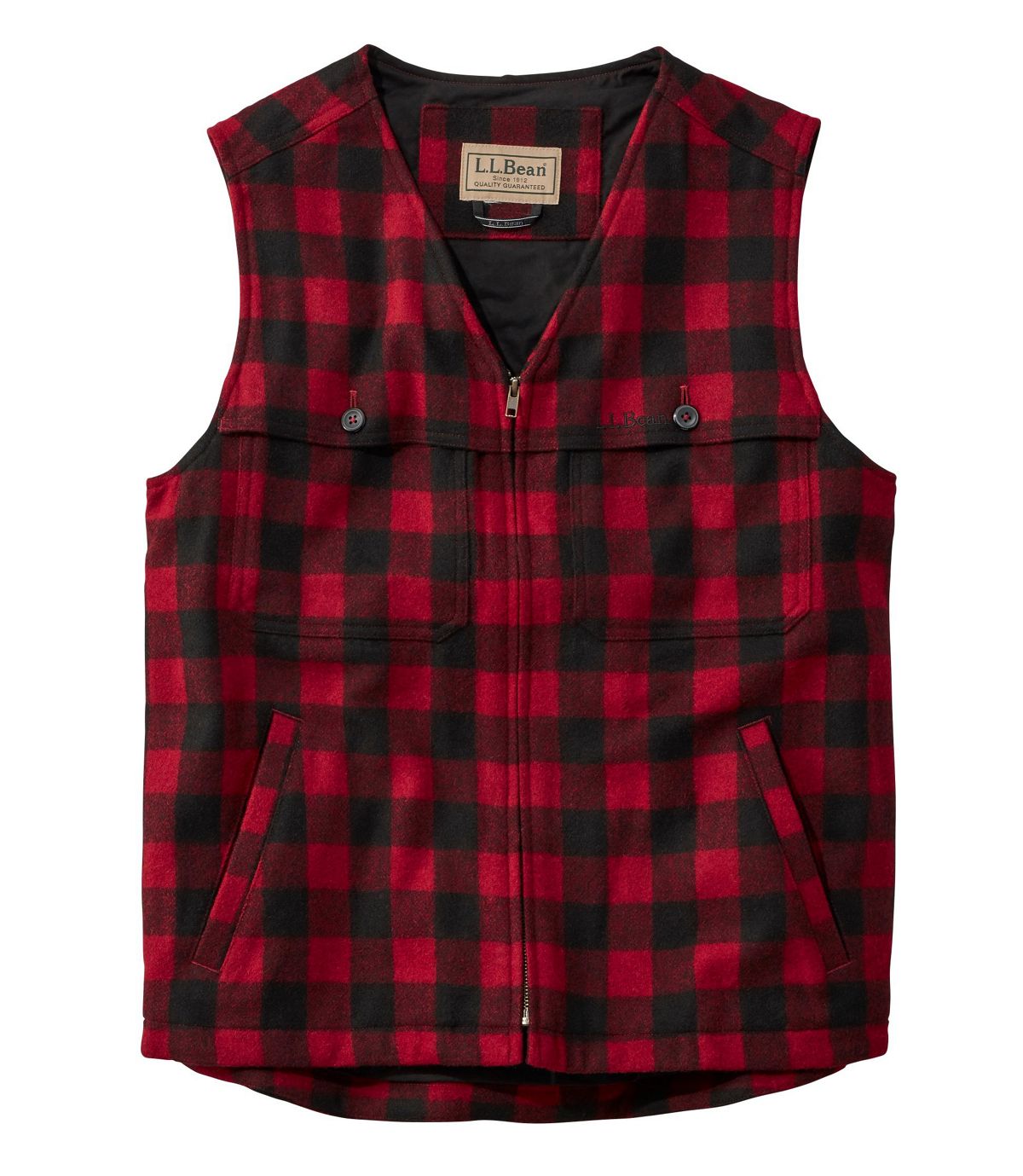 L.L.Bean Men's Maine Guide Zip-Front Wool Vest, Plaid