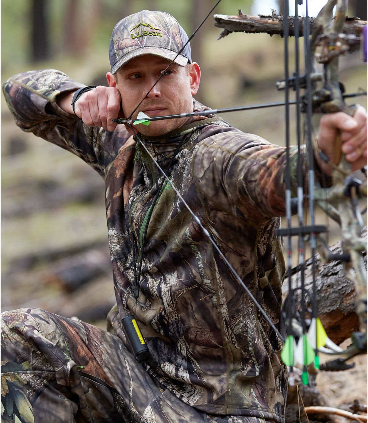 L.L.Bean Men's Ridge Runner Midweight Quarter-Zip Hoodie, Camo