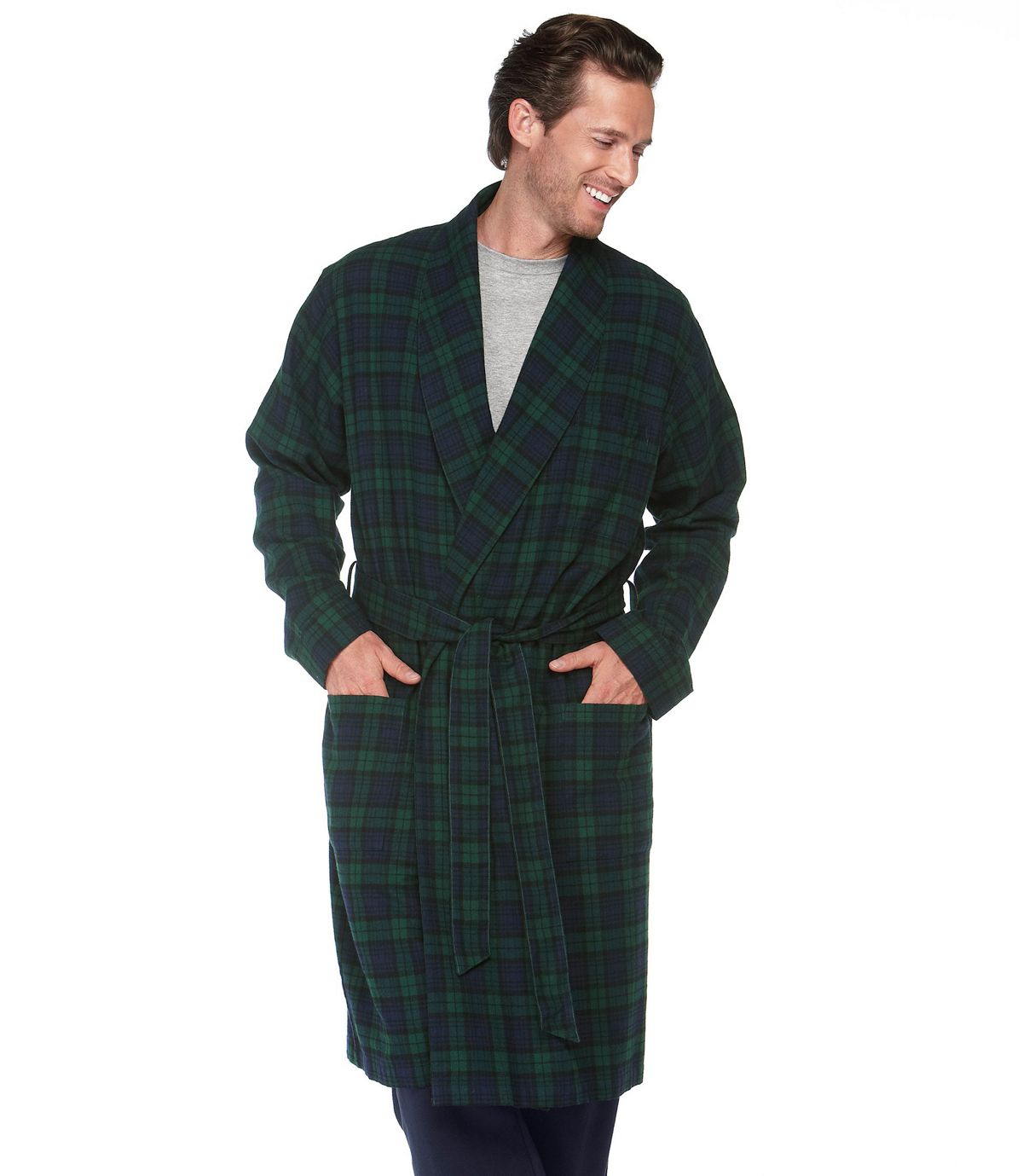 L.L.Bean Men's Scotch Plaid Flannel Robe