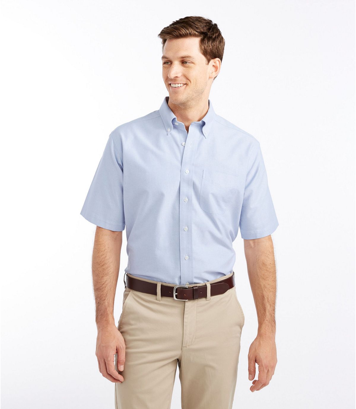 L.L.Bean Men's Wrinkle-Free Classic Oxford Cloth Shirt, Traditional Fit Short-Sleeve